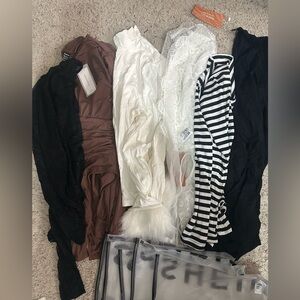 Set: 6 New bagged Shein items size large, catsuit, shirts, bodysuit